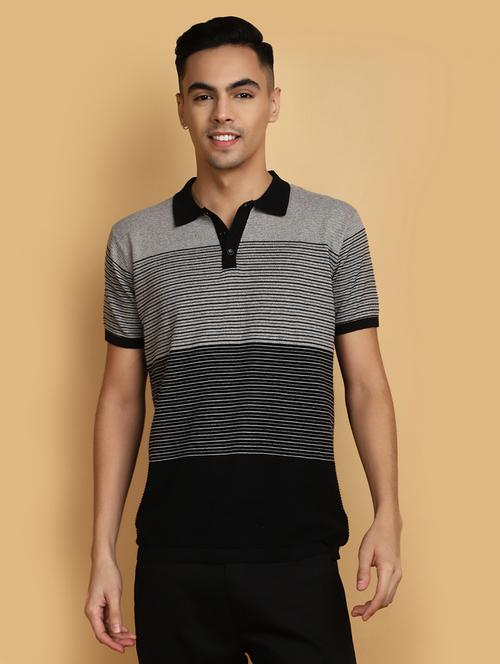 men polo neck striped t-shirt - 20777445 - Standard Image - 0