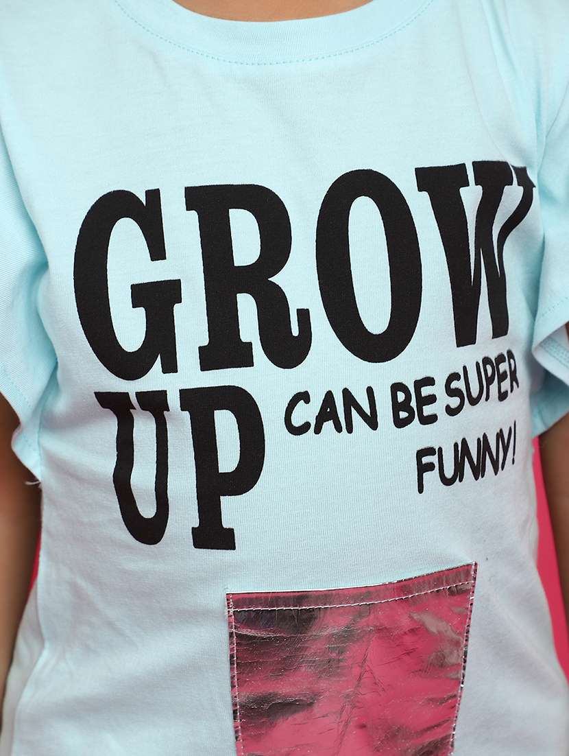 light blue printed detailed casual tee - 20777545 -  Standard Image - 5