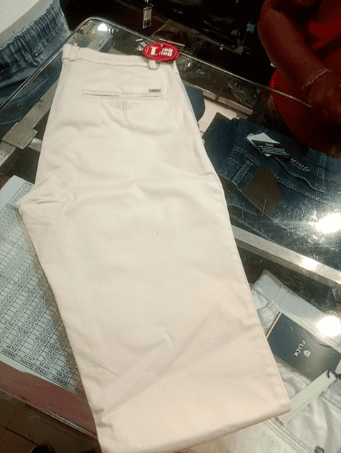cream twill casual trousers - 20777567 -  Standard Image - 0