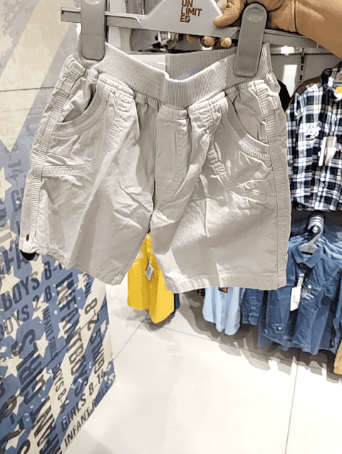 grey twill shorts & three fourth - 20777596 - Standard Image - 0
