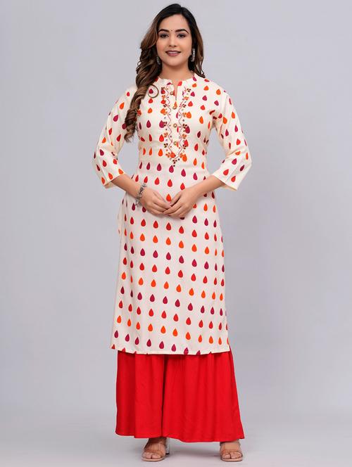 women white mandarin neck kurta sharara set  - 20777805 -  Standard Image - 0