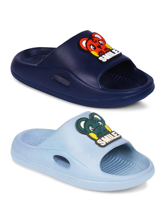 pack of 2 kids multi coloured slippers 