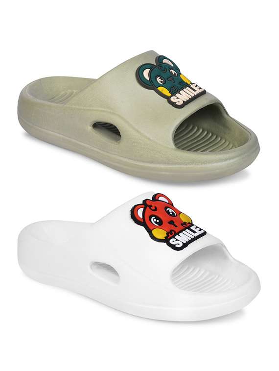 pack of 2 kids multi coloured slippers  - 20794784 -  Zoom Image - 0