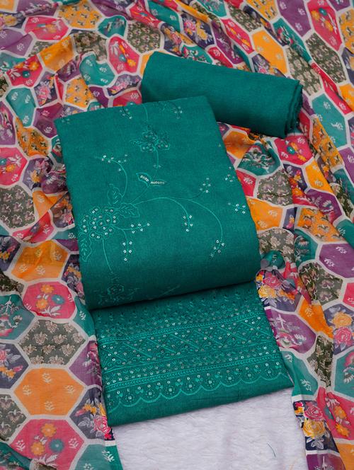 turquoise embroidered unstitched suit set - 20795394 -  Standard Image - 0