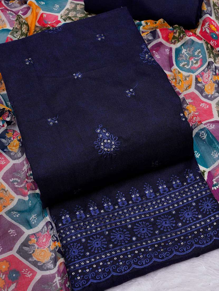 women navy blue unstitched suits - 20795395 - Standard Image - 3