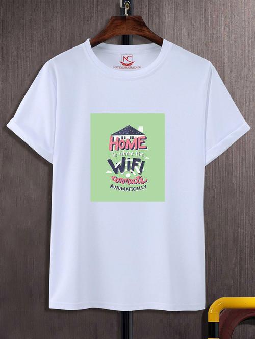 unisex white typographic printed t-shirt - 20795407 - Standard Image - 0