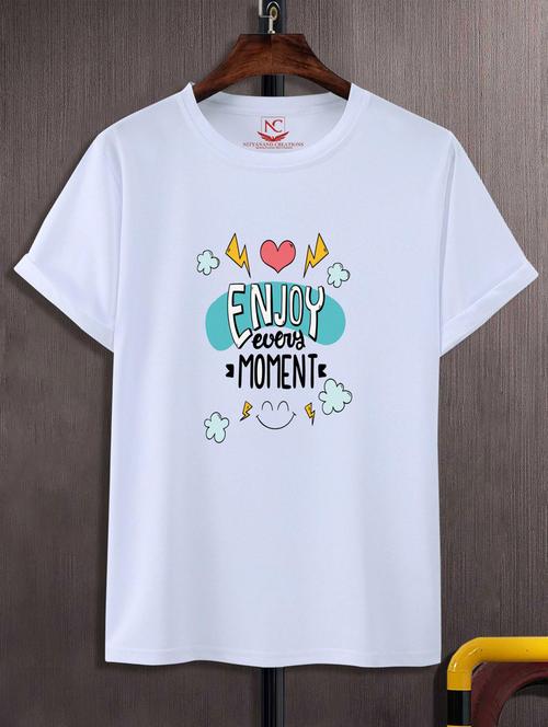 unisex white graphic printed t-shirt - 20795518 -  Standard Image - 0