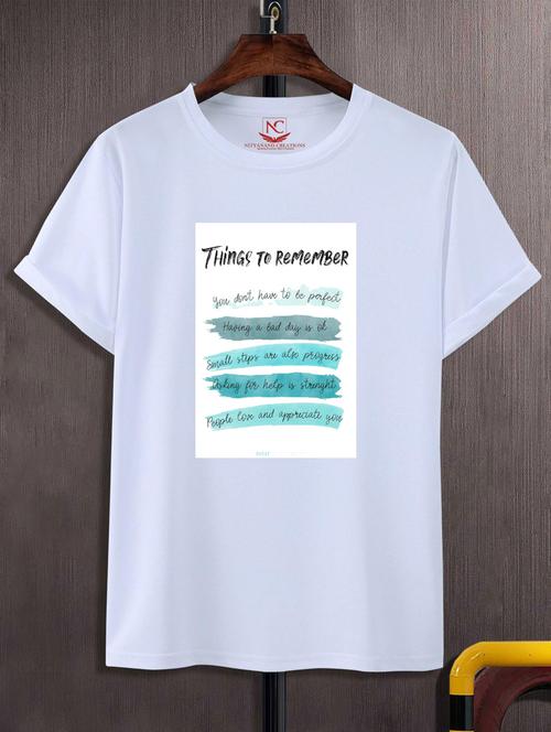unisex white typographic printed t-shirt - 20795527 - Standard Image - 0