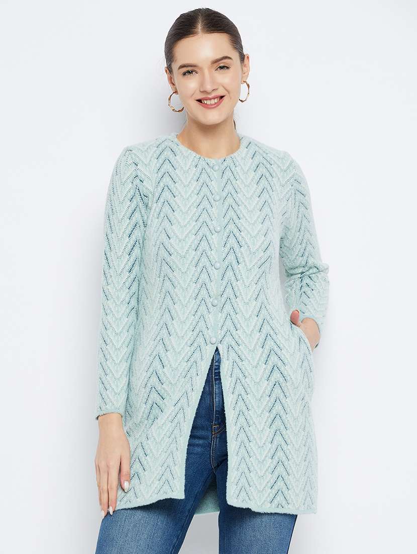 women green self-designed long cardigan