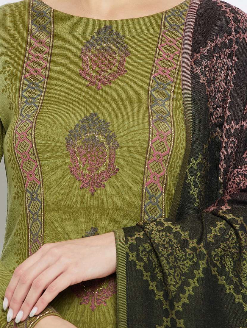 women green self-designed woolen suit set - 20796487 - Standard Image - 3