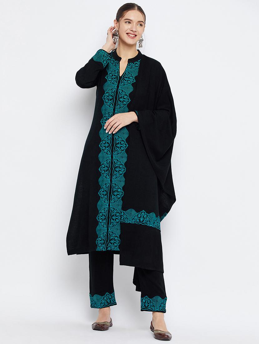 black embroidered wool set - 20796489 -  Zoom Image - 0