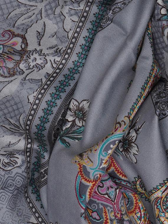 grey printed unstitched suit set - 20796751 - Standard Image - 5