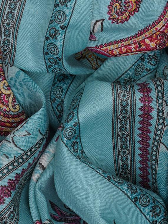 turquoise printed unstitched suit set - 20796754 - Standard Image - 5