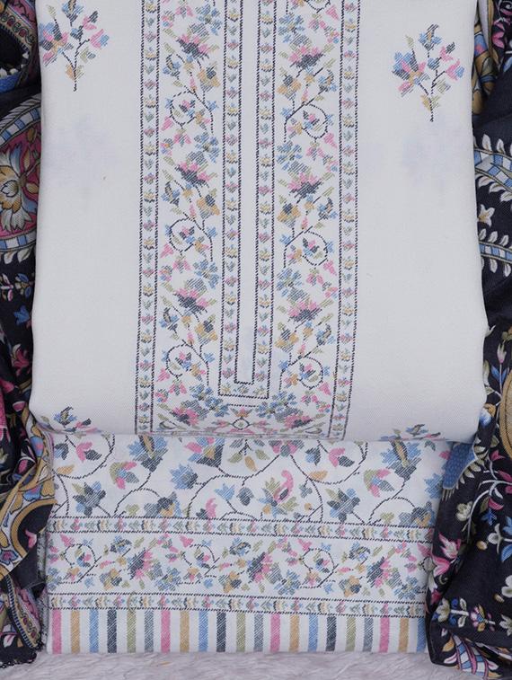 off white printed unstitched suit set - 20796755 - Standard Image - 3