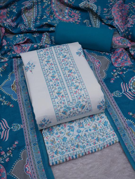 off white printed unstitched suit set - 20796757 - Zoom Image - 0