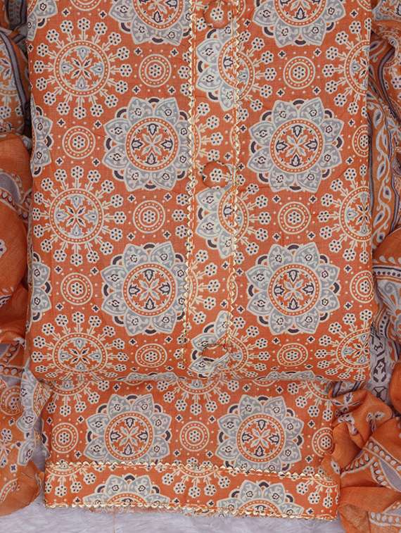 women orange unstitched suits - 20796760 - Standard Image - 3