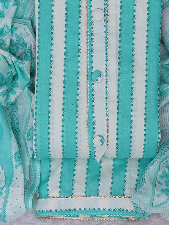turquoise striped unstitched suit set - 20796763 - Standard Image - 3