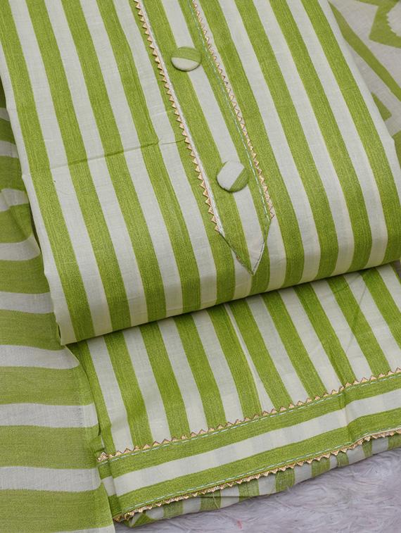 lime striped unstitched suit set - 20796777 - Standard Image - 3