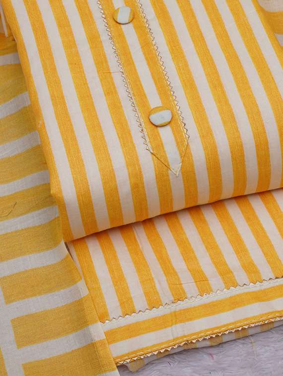 yellow striped unstitched suit set - 20796778 - Standard Image - 3