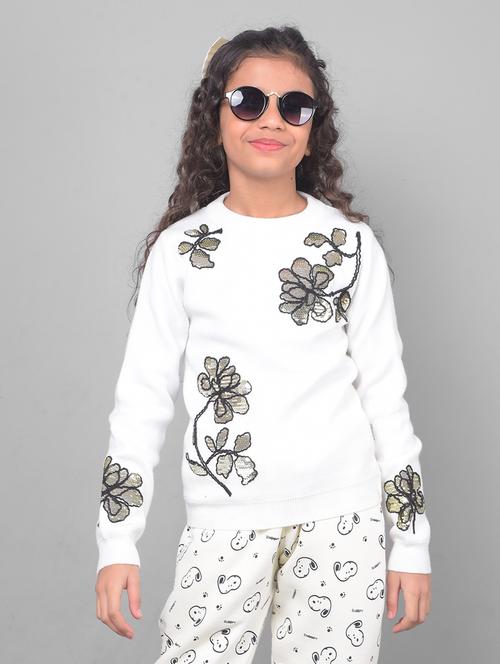girls floral embroidered pullover sweater - 20796824 - Standard Image - 0