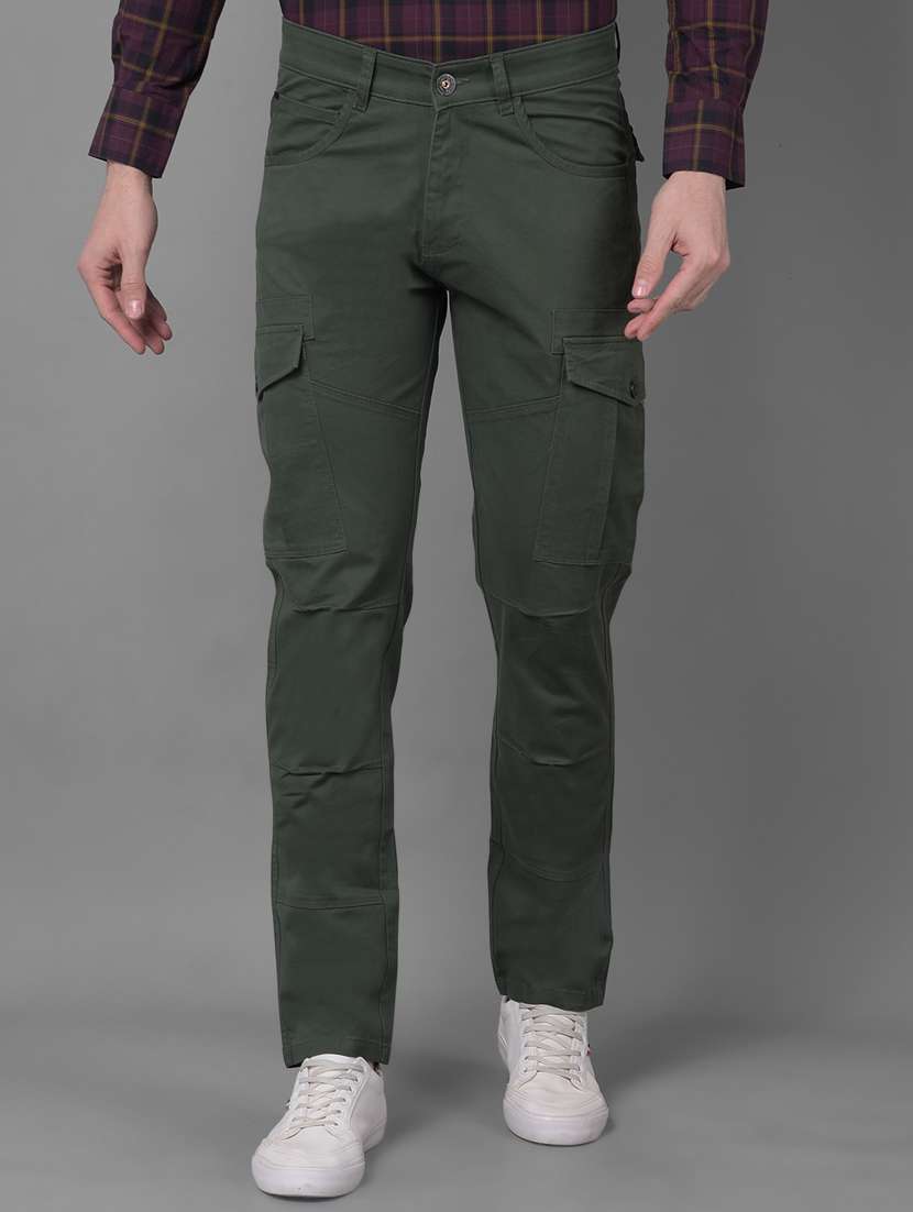 olive cotton chinos casual trousers - 20796891 - Zoom Image - 0