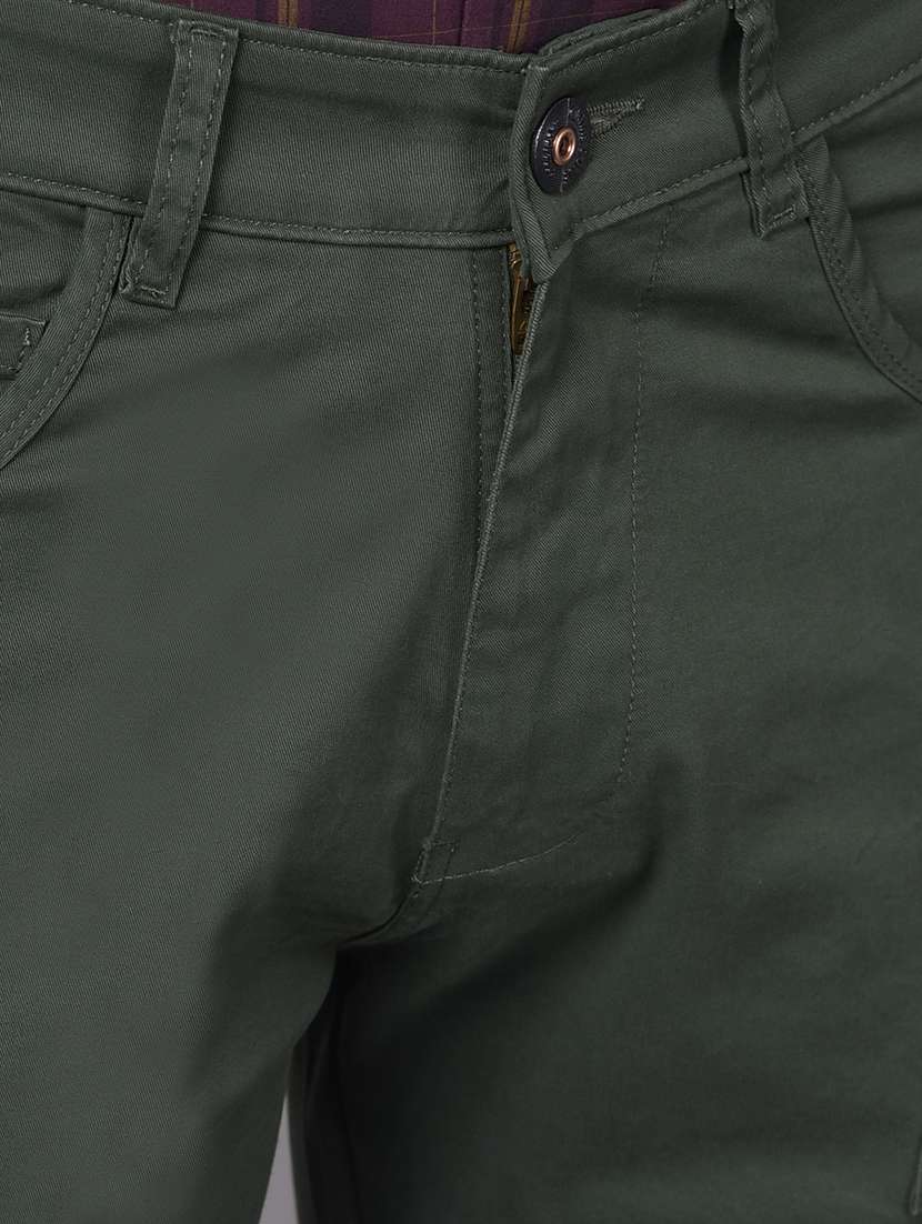 olive cotton chinos casual trousers - 20796891 - Standard Image - 5
