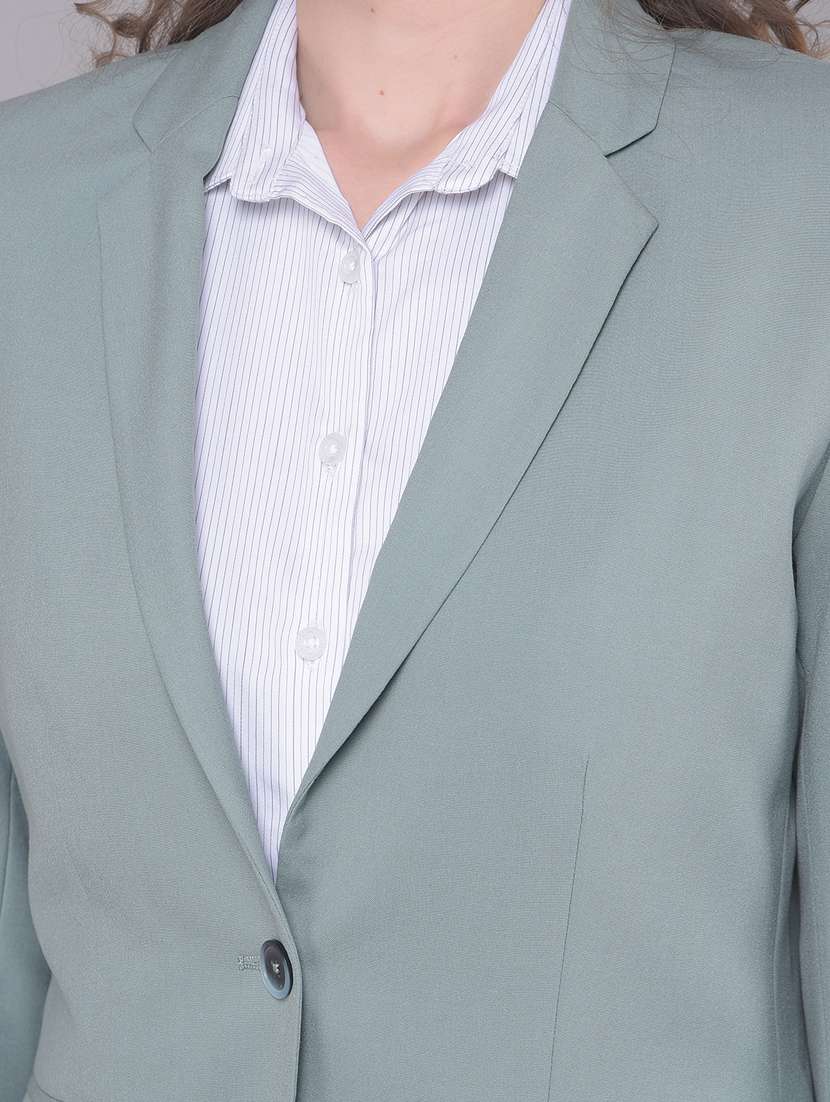 women green solid single breasted blazer - 20796950 -  Standard Image - 5