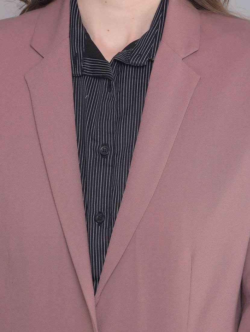 women solid long sleeve single breasted blazer - 20796955 -  Standard Image - 5