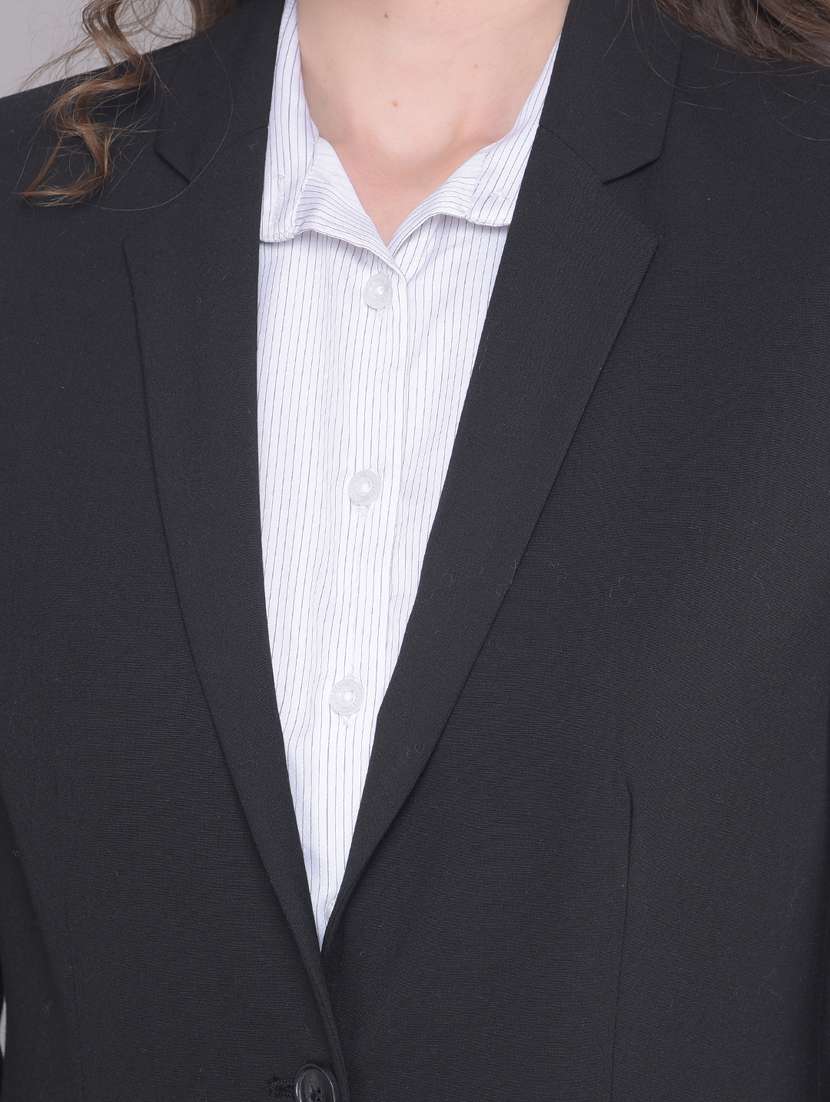 women solid long sleeve single breasted blazer - 20796958 -  Standard Image - 5