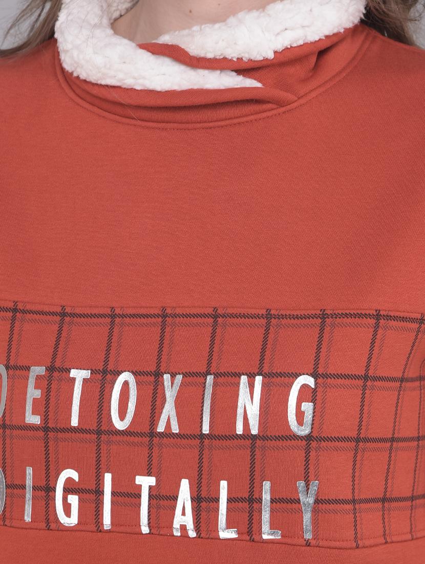 women rust typographic regular sweatshirt - 20796967 - Standard Image - 5