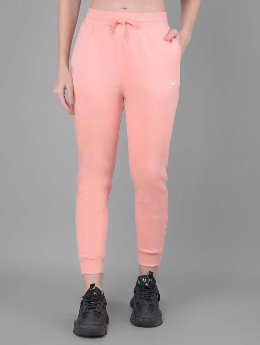 pink cotton blend joggers