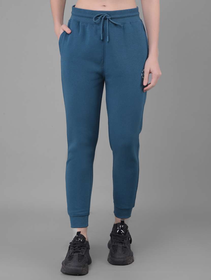 teal cotton blend jogger