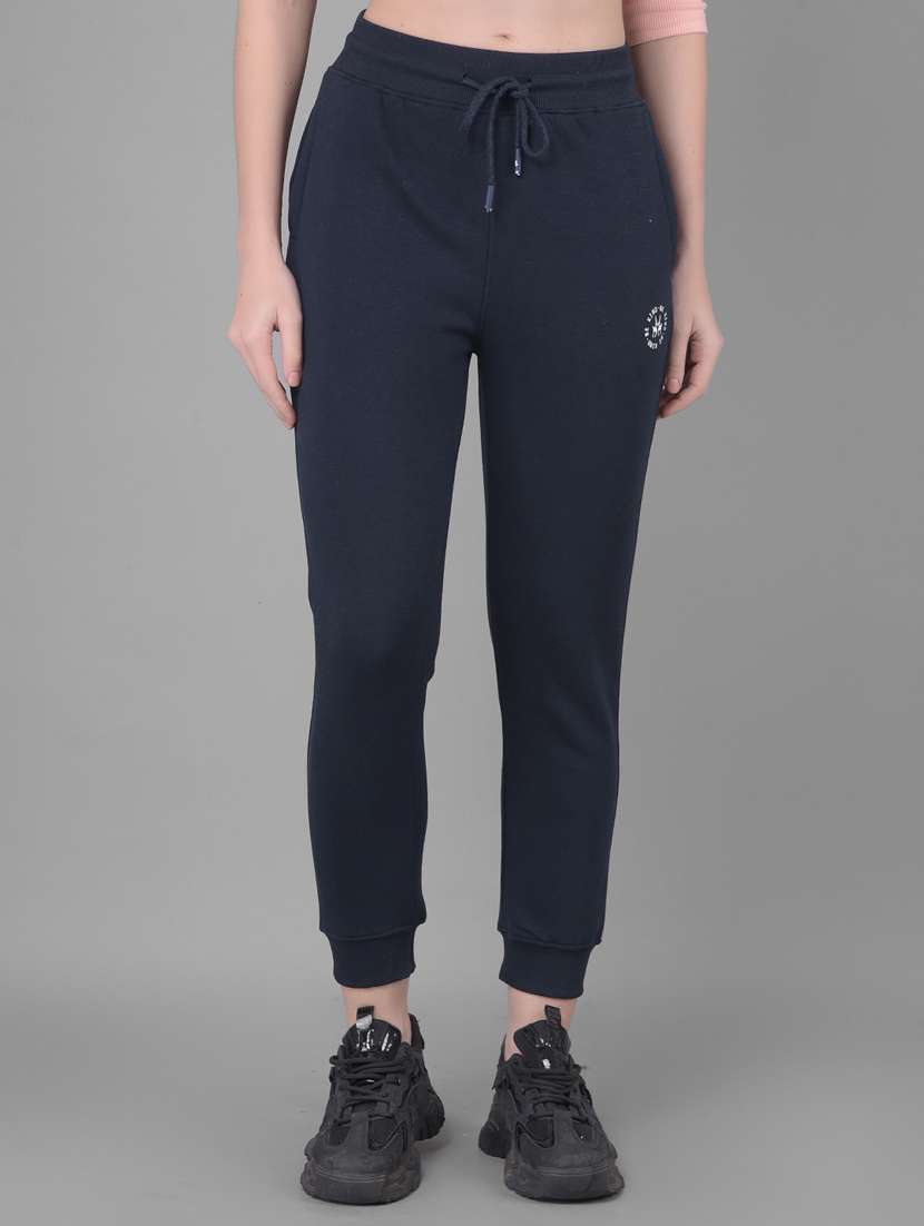navy blue cotton blend joggers