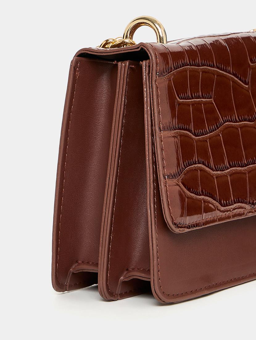 brown textured sling bag - 20806356 - Standard Image - 3