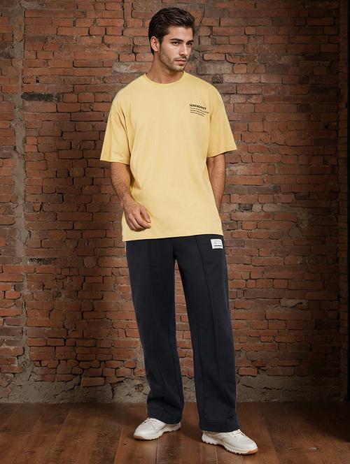 men loose fit placement print full length track pant - 20806382 - Standard Image - 0
