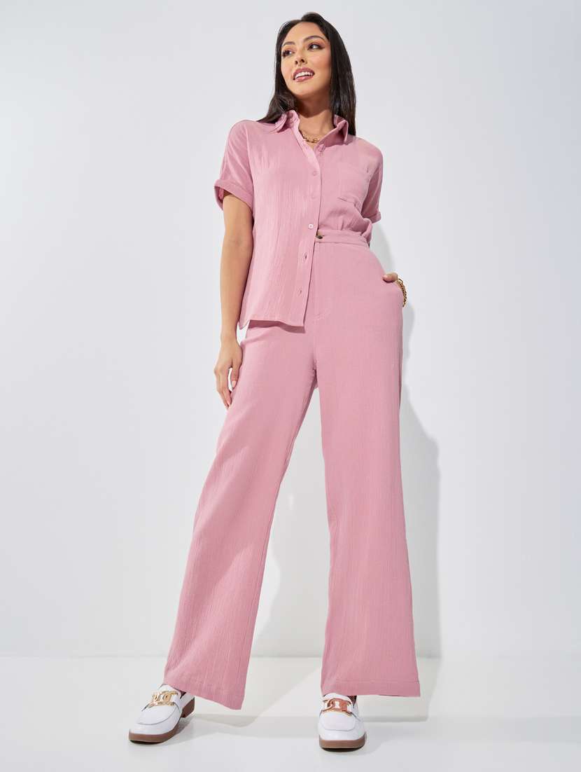 women pink solid regular shirt - 20806402 -  Standard Image - 3