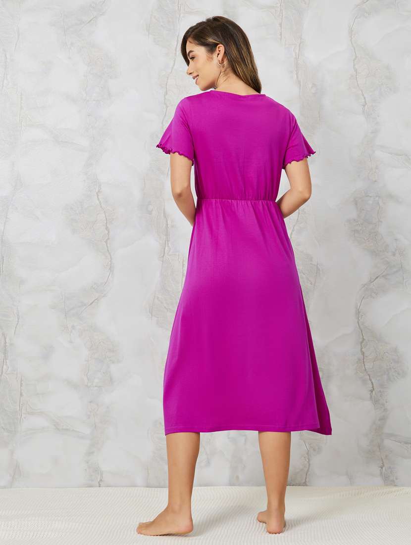 women solid magenta sleepshirts  - 20806419 -  Standard Image - 3
