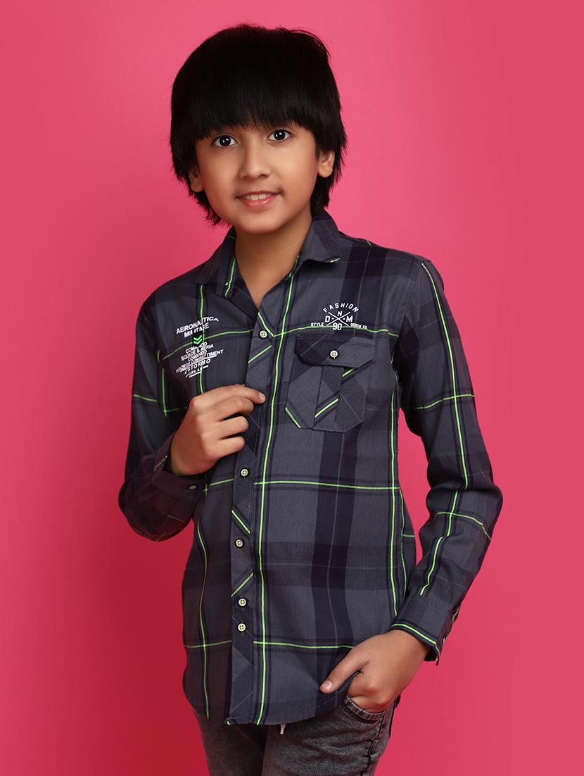 dark grey checks printed detailed casual shirt - 20806445 -  Zoom Image - 0