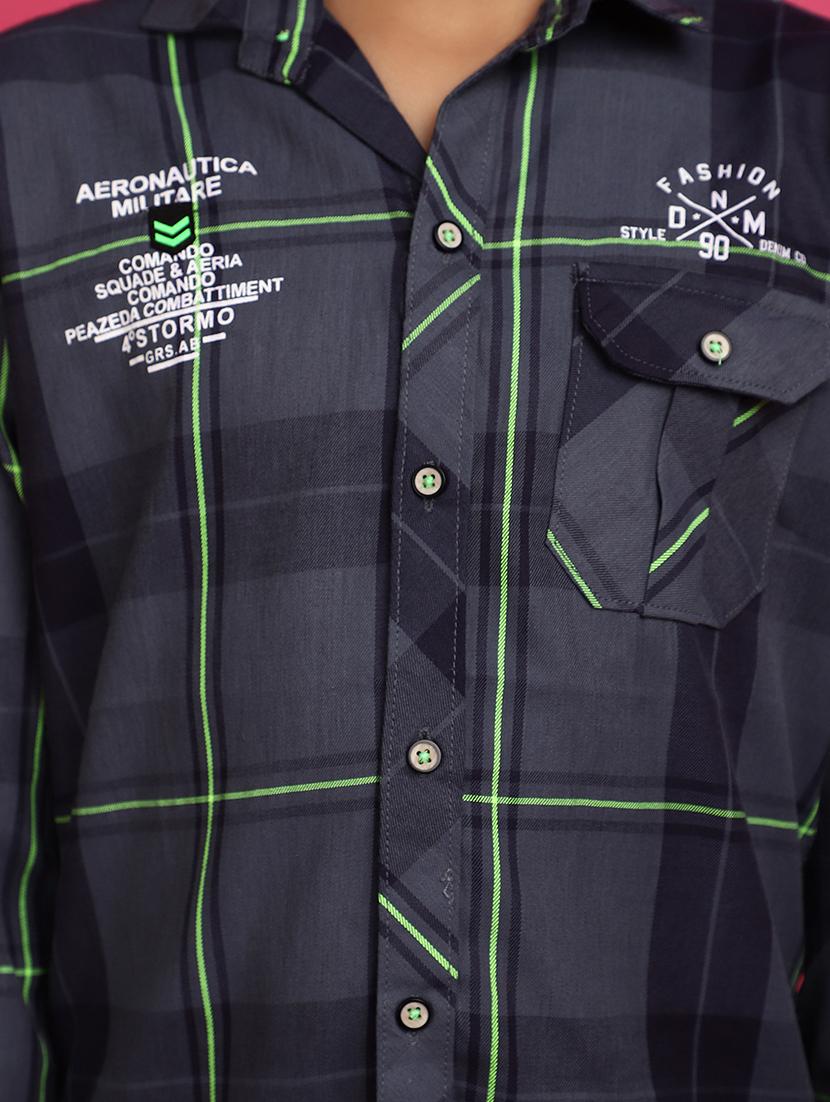 dark grey checks printed detailed casual shirt - 20806445 - Standard Image - 5