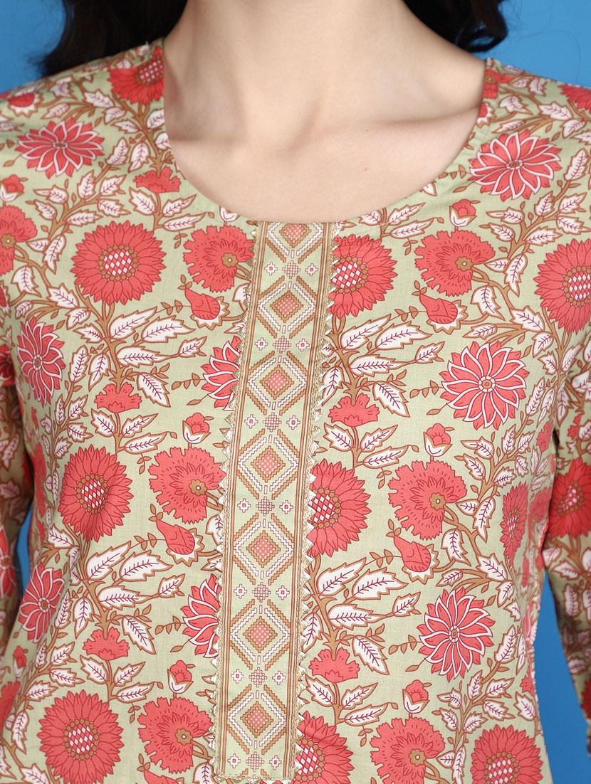 women beige round neck straight kurta - 20806473 - Standard Image - 5