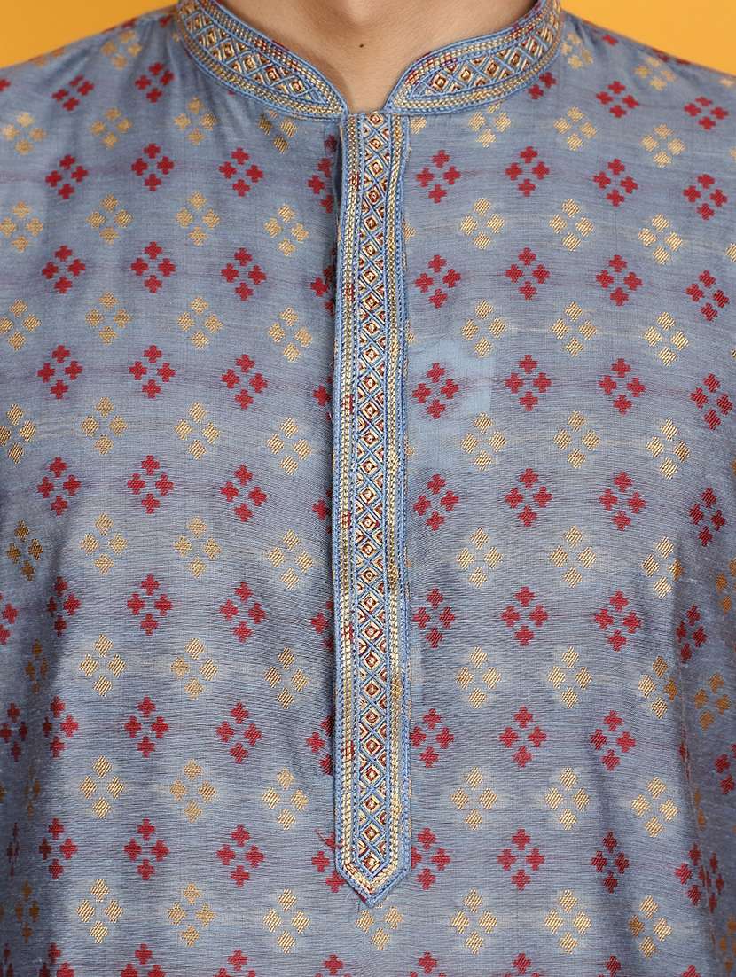 light blue jacquard ethnic wear - 20806581 -  Standard Image - 5