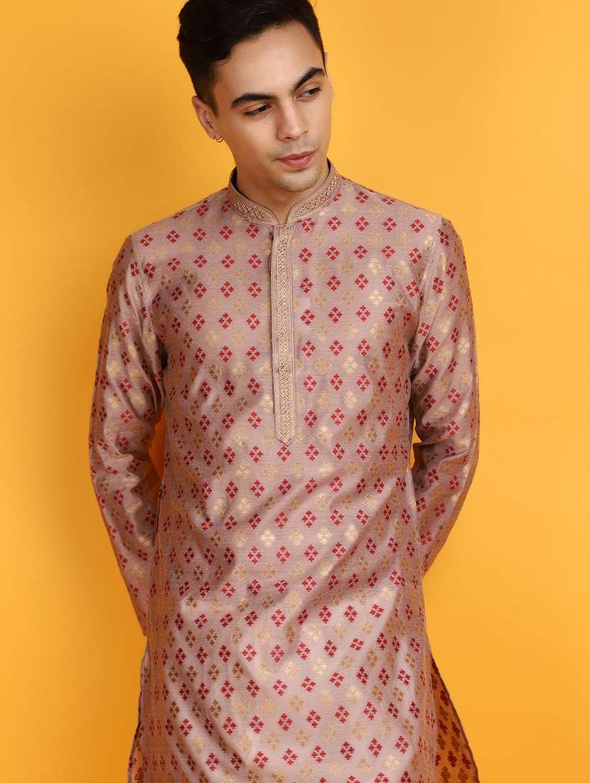 light pink jacquard ethnic wear - 20806582 -  Standard Image - 3