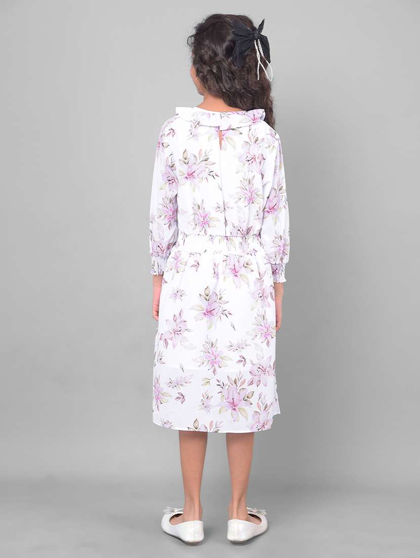 white floral polyester frock - 20806624 - Standard Image - 3