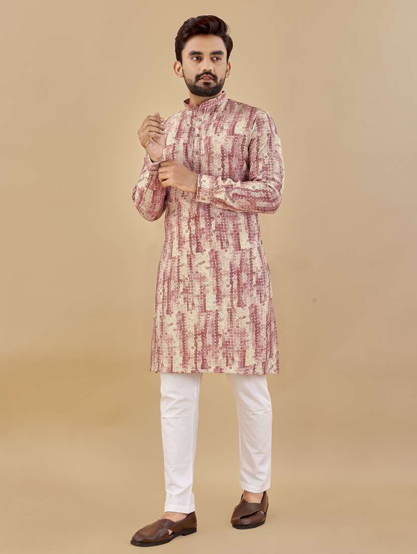 mauve mandarin neck long kurta