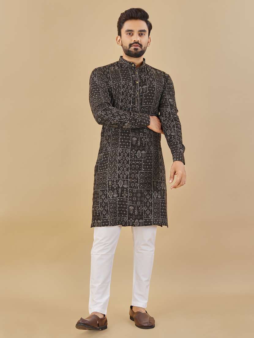 black mandarin neck long kurta