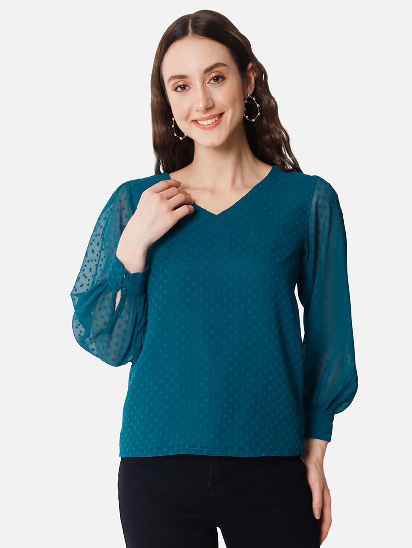 women self designed puff sleeves top