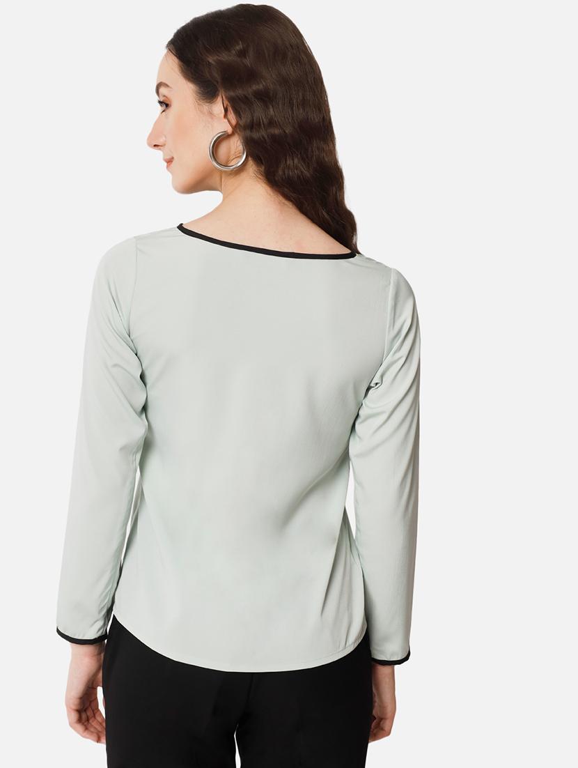 solid green detailed regular top - 20807199 - Standard Image - 3