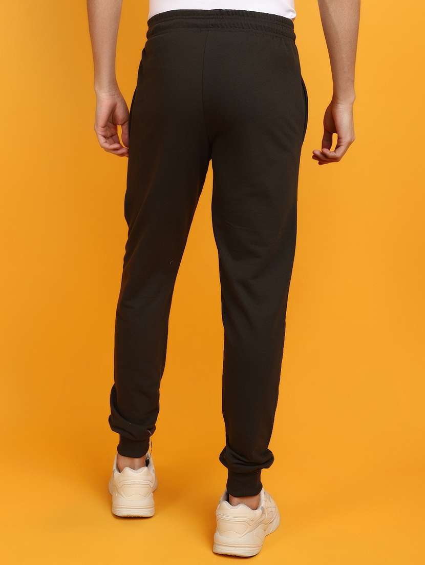 men black solid mid rise jogger - 20809803 -  Standard Image - 3