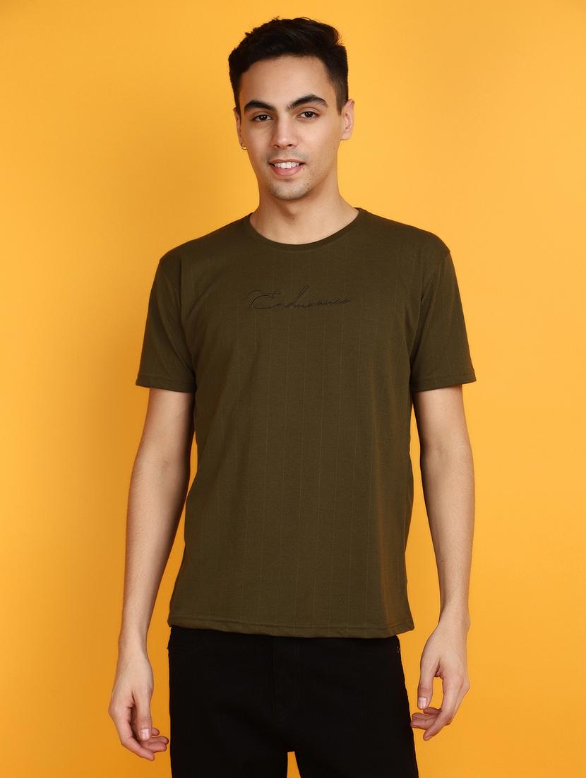 olive cotton chest print tshirt - 20809895 - Zoom Image - 0