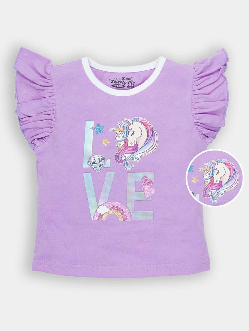 purple cotton jersey printed tee